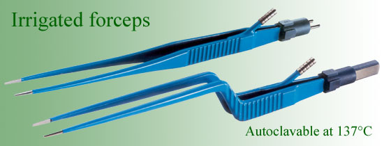 Irrigated forceps straight and bayonet