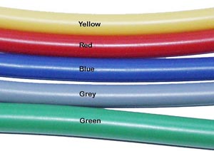 Fibrelight sleeve colours, yellow, red,blue, grey, green