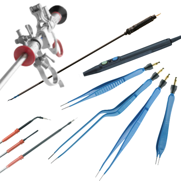 Intro picture to electrosurgery instruments Image of various electrosurgical instruments